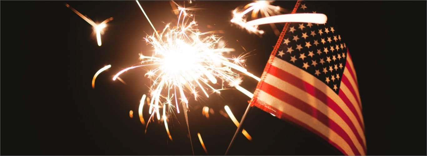 Firework and American flag