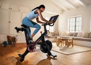 Person on Peloton bike working out
