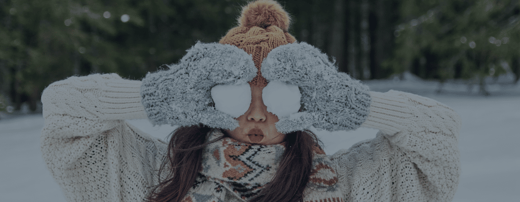 Woman with Snowballs over Eyes