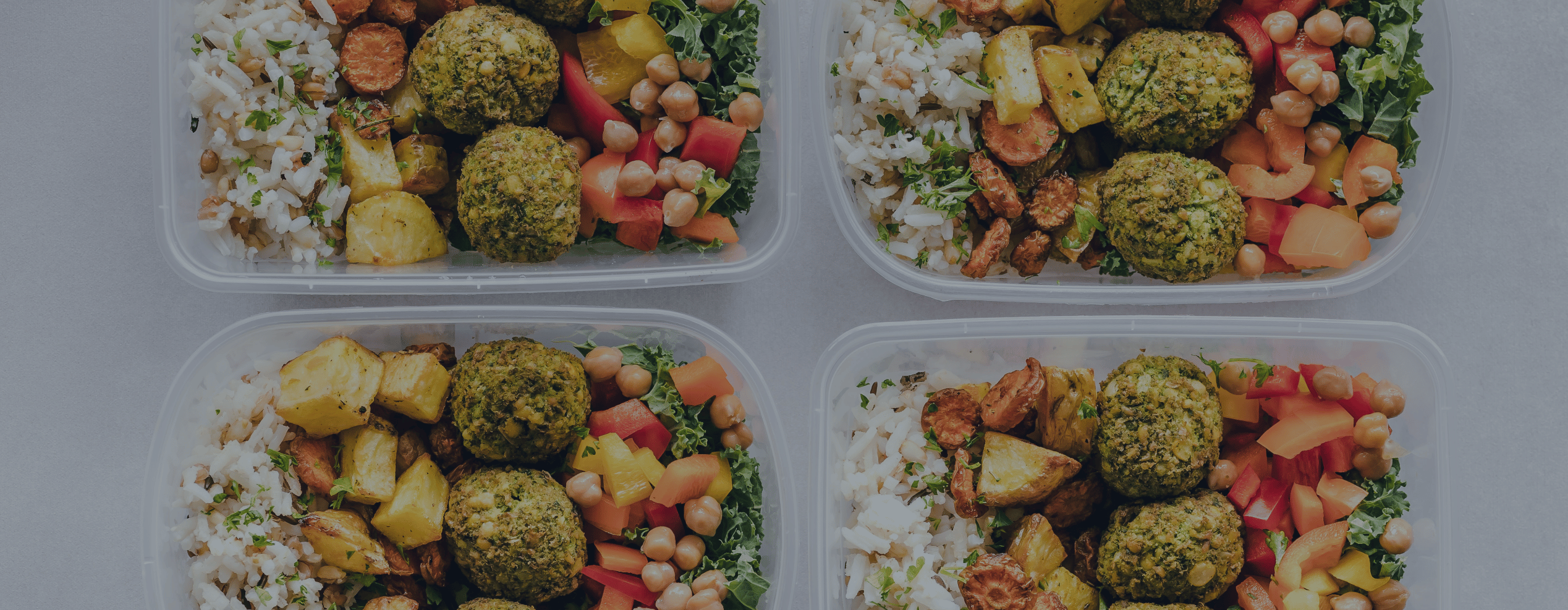 Meal Prepping Containers with Rice Potato and Vegetables